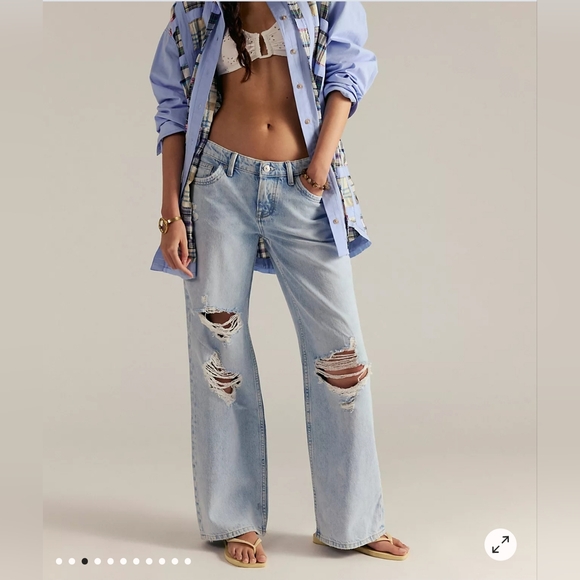 NWT Free People Light Blue Wide Leg Jeans - Picture 6 of 16